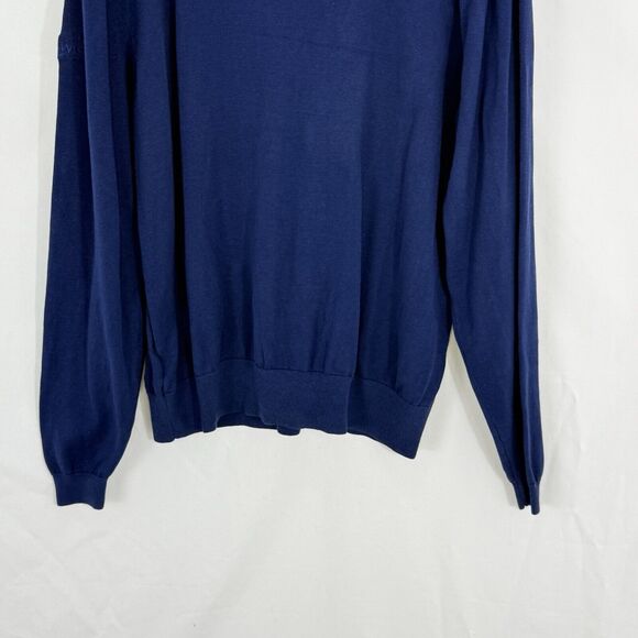 Aureus Fine Silk Blend Navy Blue Silk/Cotton V Neck Sweater XL - Picture 11 of 16